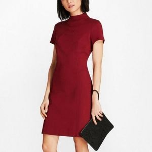Mockneck Ponte Knit Shirt Dress